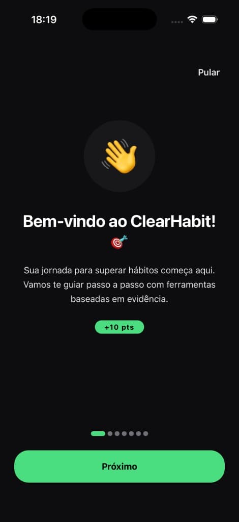 Onboarding de boas-vindas com guia passo a passo